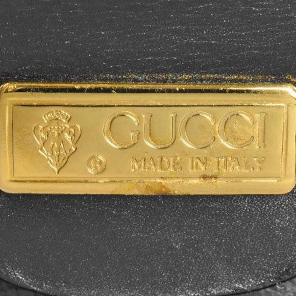 Gucci Old Gucci Handbag Crocodile Black Gold Crest - Picture 9 of 10